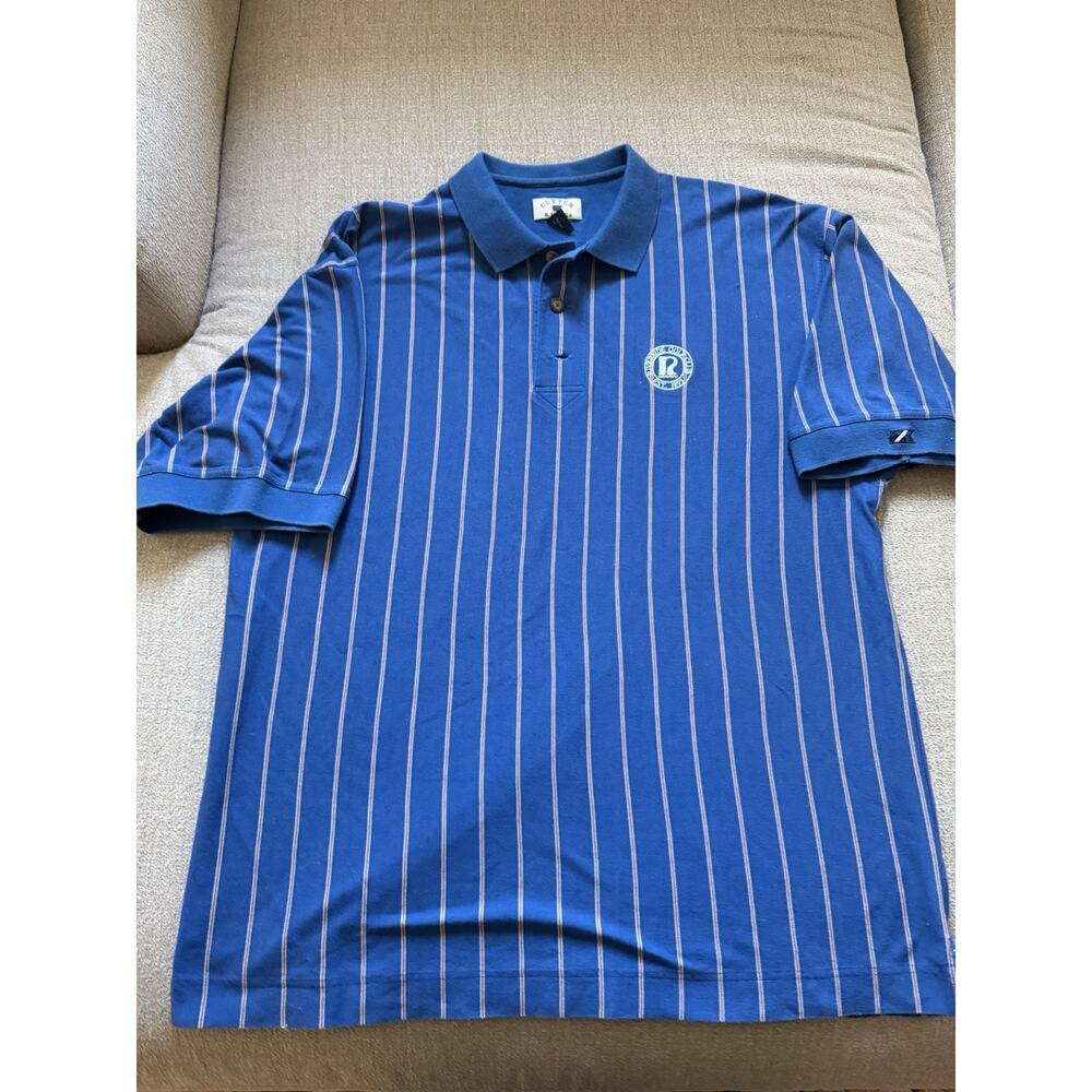 Cutter & Buck Riverside GolfClub Blue Vertical Striped PoloShirt XL